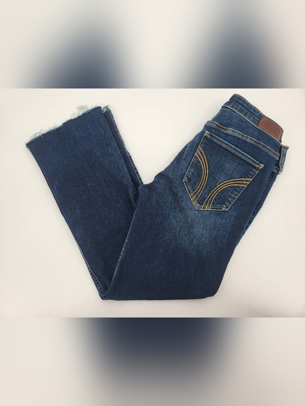 Hollister Straight Leg Dark Blue Jeans with Contrast Stitching